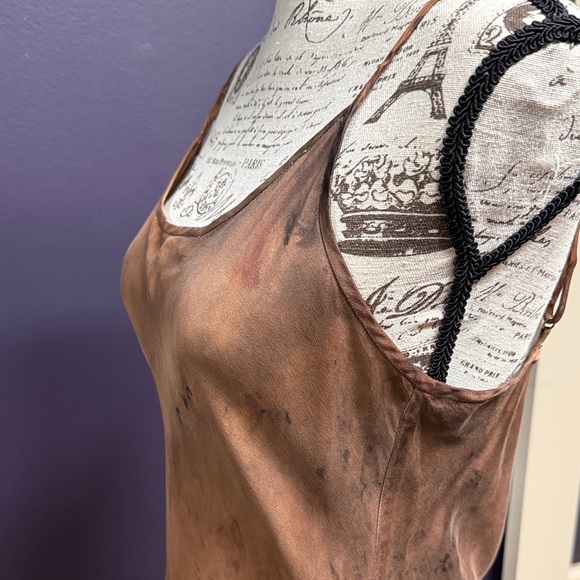 Silk Slip Dress in Burnt Copper and Brown - Picture 6 of 11